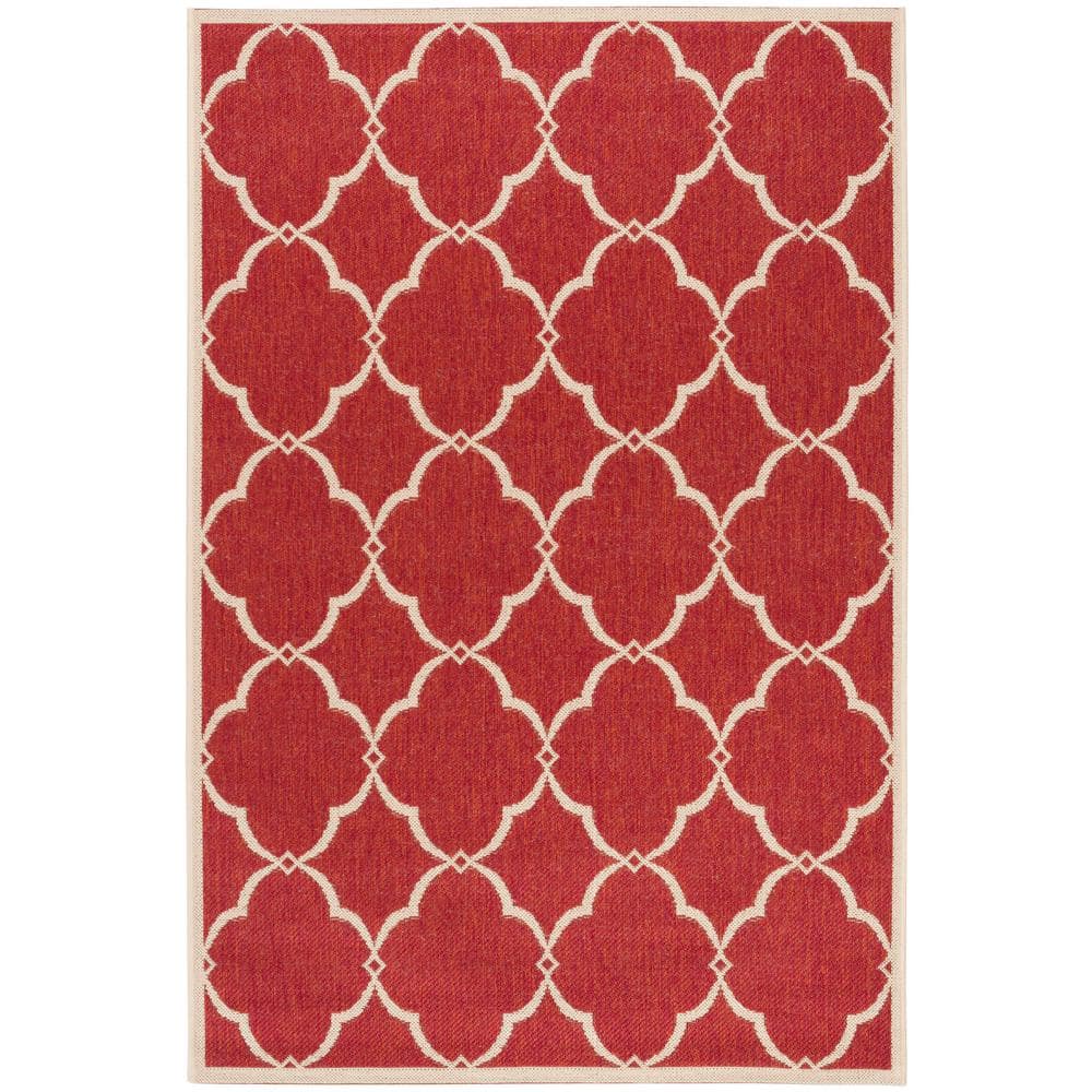 SAFAVIEH Beach House Nick Indoor/Outdoor Area Rug Red/Cream  4  x 6