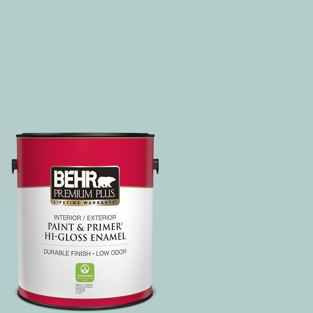 BEHR PREMIUM PLUS 1 gal. #PPU13-15 Clear Pond Hi-Gloss Enamel Interior ...
