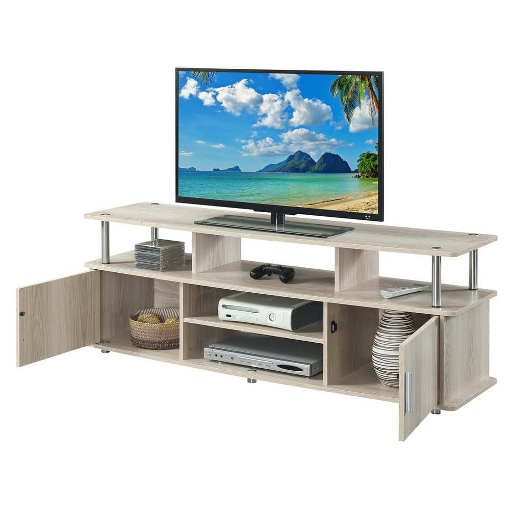 Elegant Ice White 59" TV Stand with Cabinet Storage