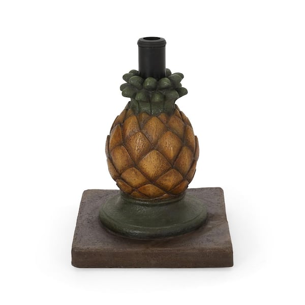 BANSA ROSE 14 in. Patio Umbrella Base in Yellow with Pineapple Shape