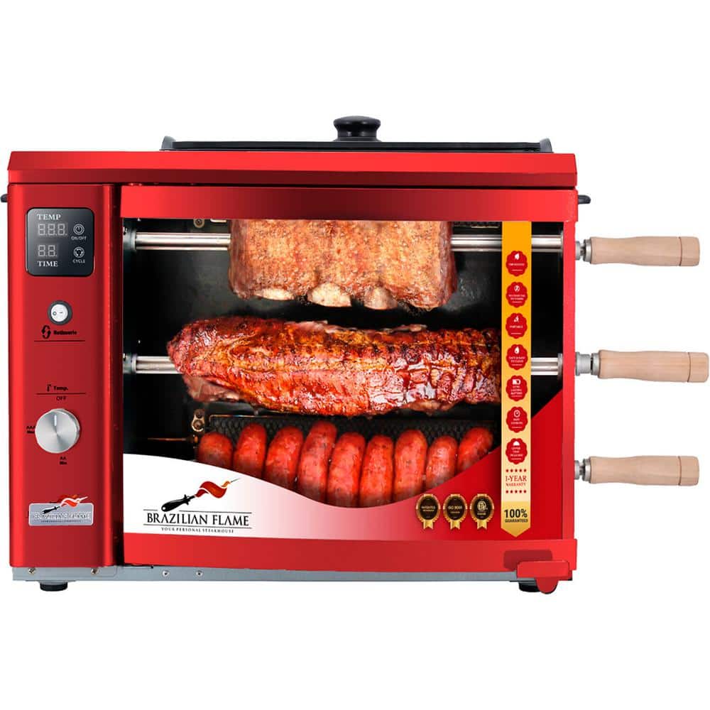Portable Propane Gas Rotisserie Grill in Red