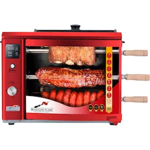 Portable Propane Gas Rotisserie Grill in Red