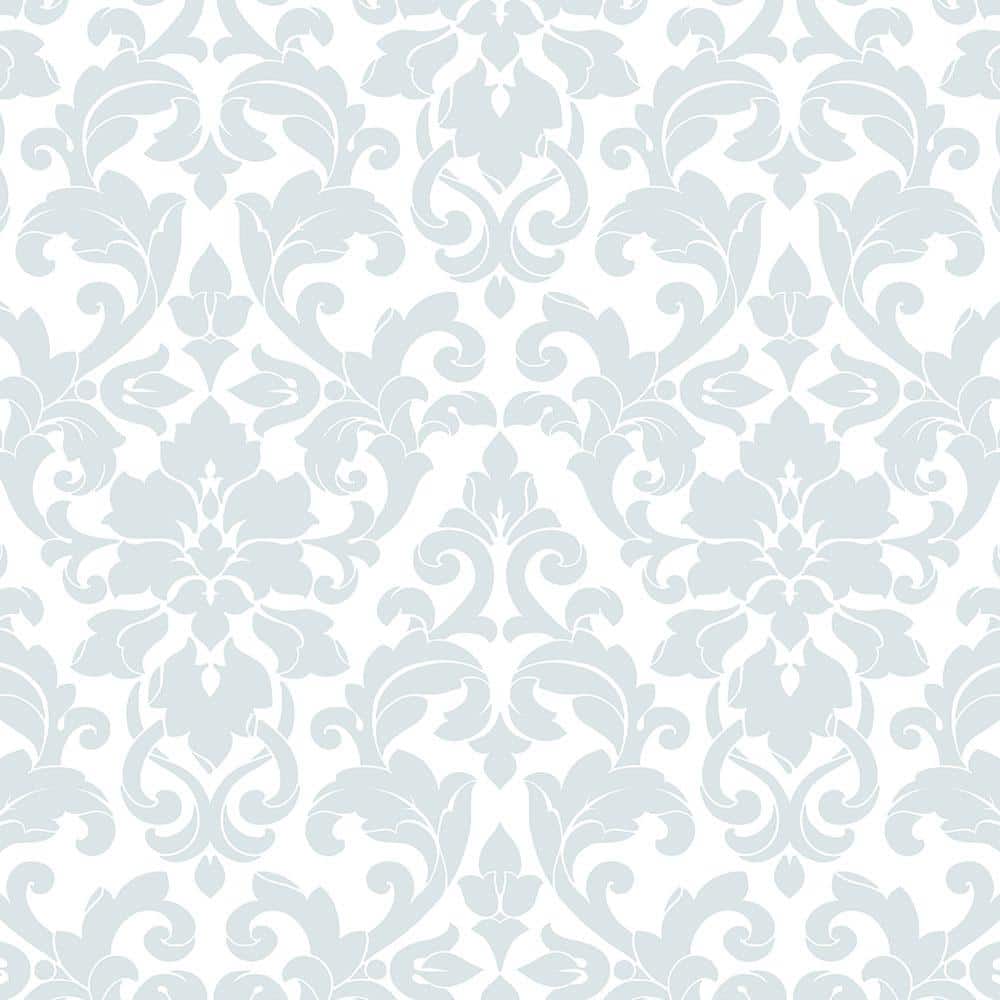 Norwall Wallcoverings DS29714 Stripes & Damasks 3 Velvet Damask Wallpaper Aqua White (56.4 sq. ft)