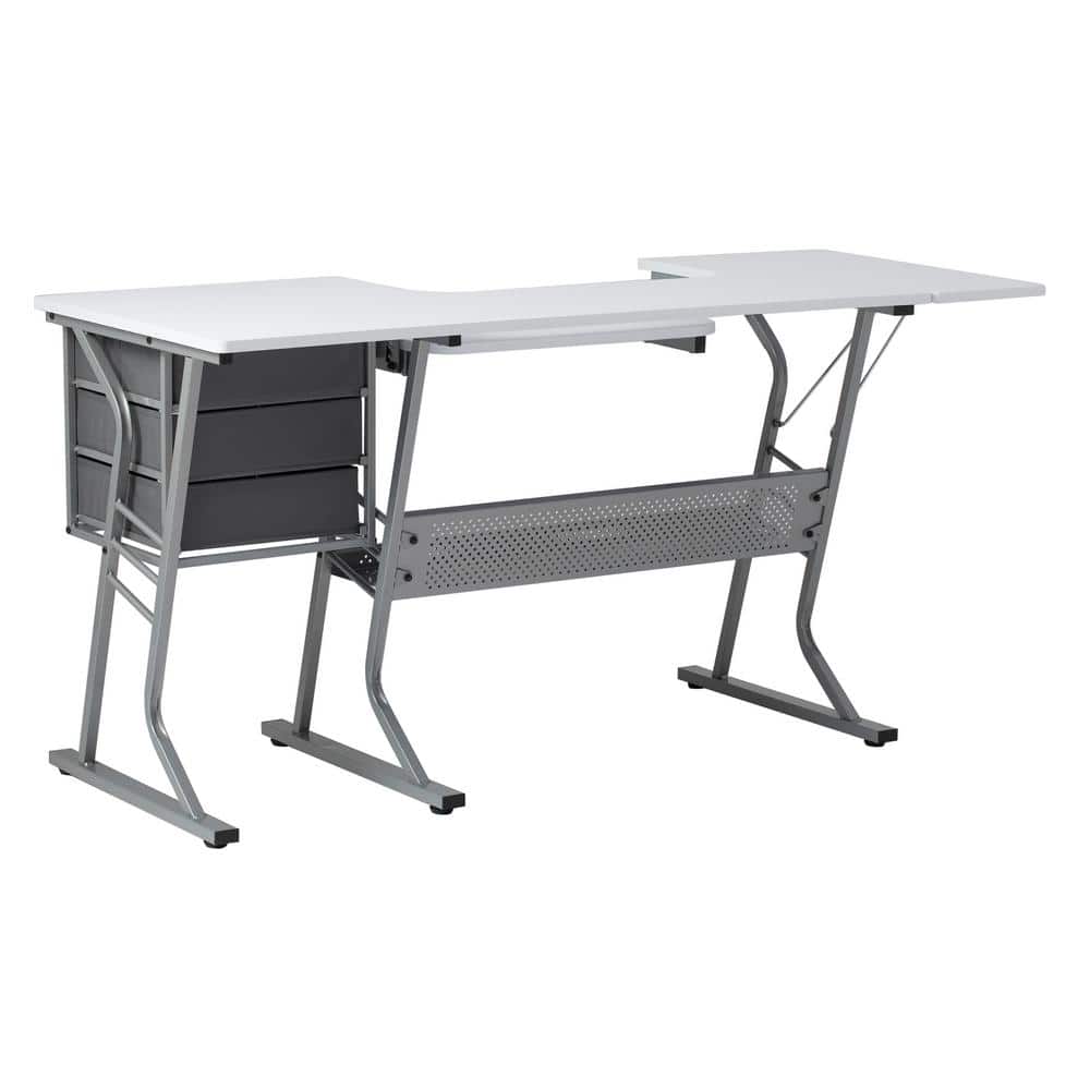 Eclipse Ultra 60.25'' Gray & White Sewing Table with Adjustable Platform