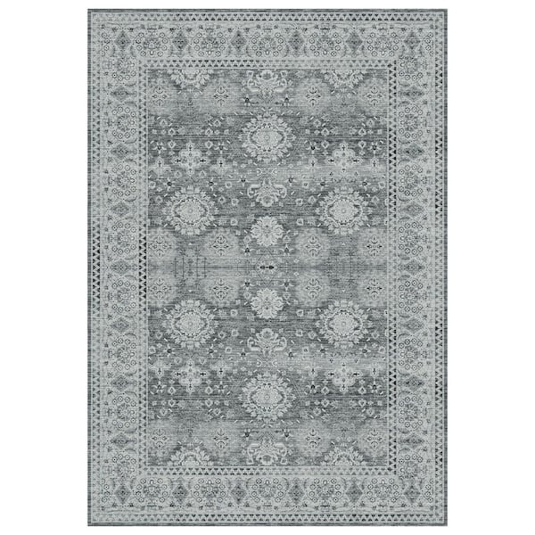Dover Fog Gray 5 ft. x 8 ft. Floral Classic Indoor Area Rug