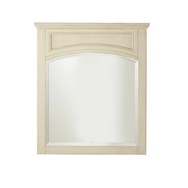 Home Decorators Collection Cape Cod 32 in. L x 28 in. W Framed Wall Mirror in Antique White-DISCONTINUED