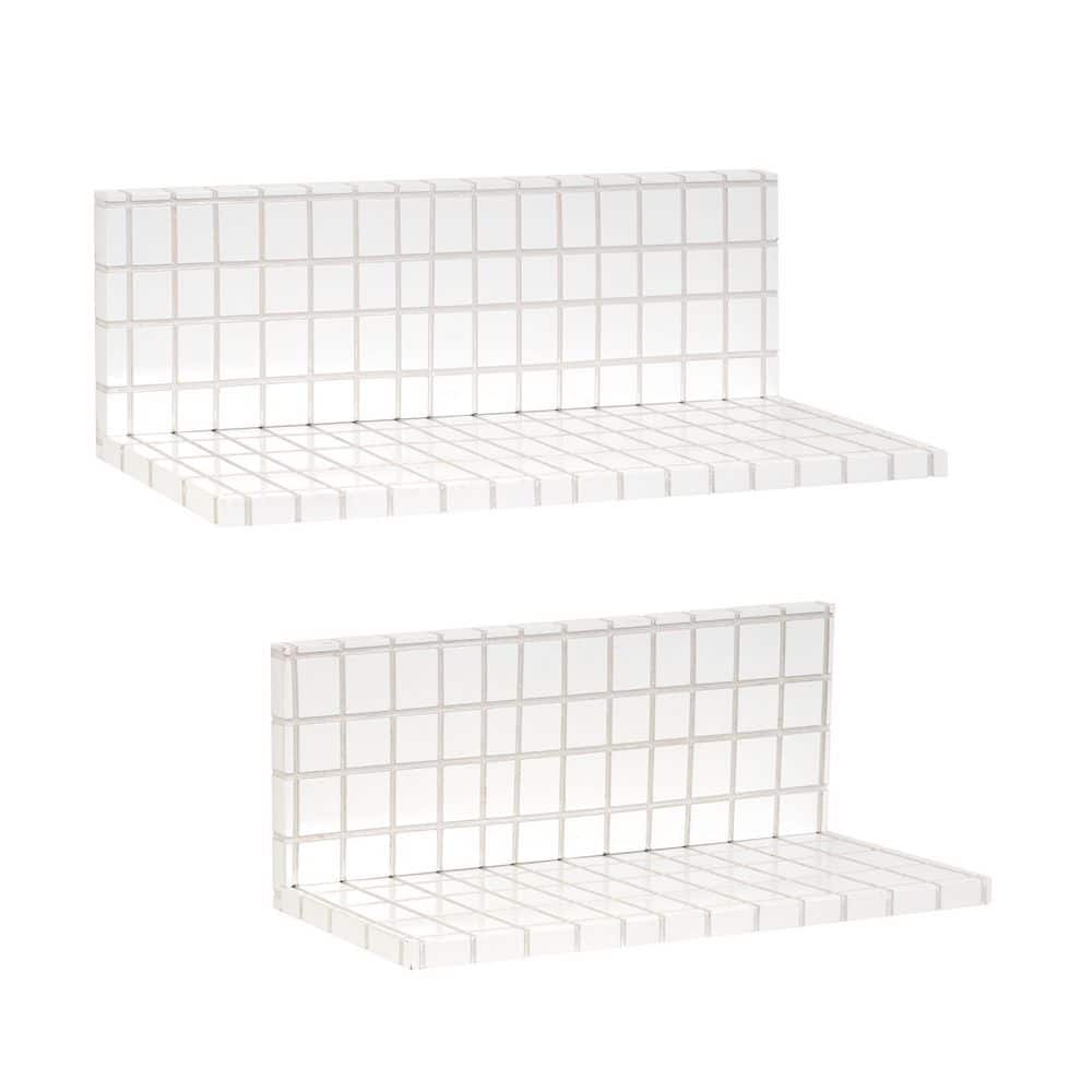 2 Pieces Stylish Retro Wavey Tile Floating Shelves for Wall & Storage, White - 6 in. x 6 in. x 20 in. price history on PriceWatchPro