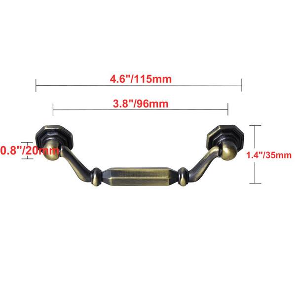 Utopia Alley Medici Drop Center-to-Center Pull, Antique Brass, 3.8