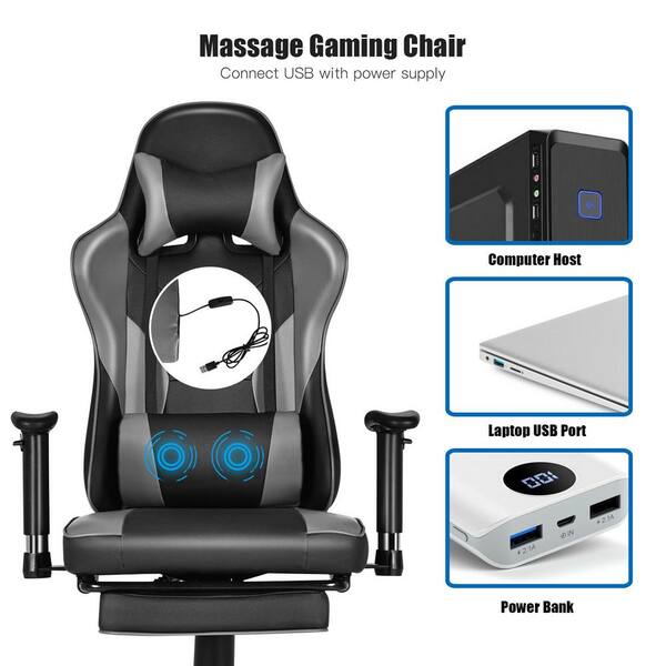 Gymax Green Plastic Massage Gaming Chair Racing Recliner Computer Desk Chair  with Footrest GYM06991 - The Home Depot