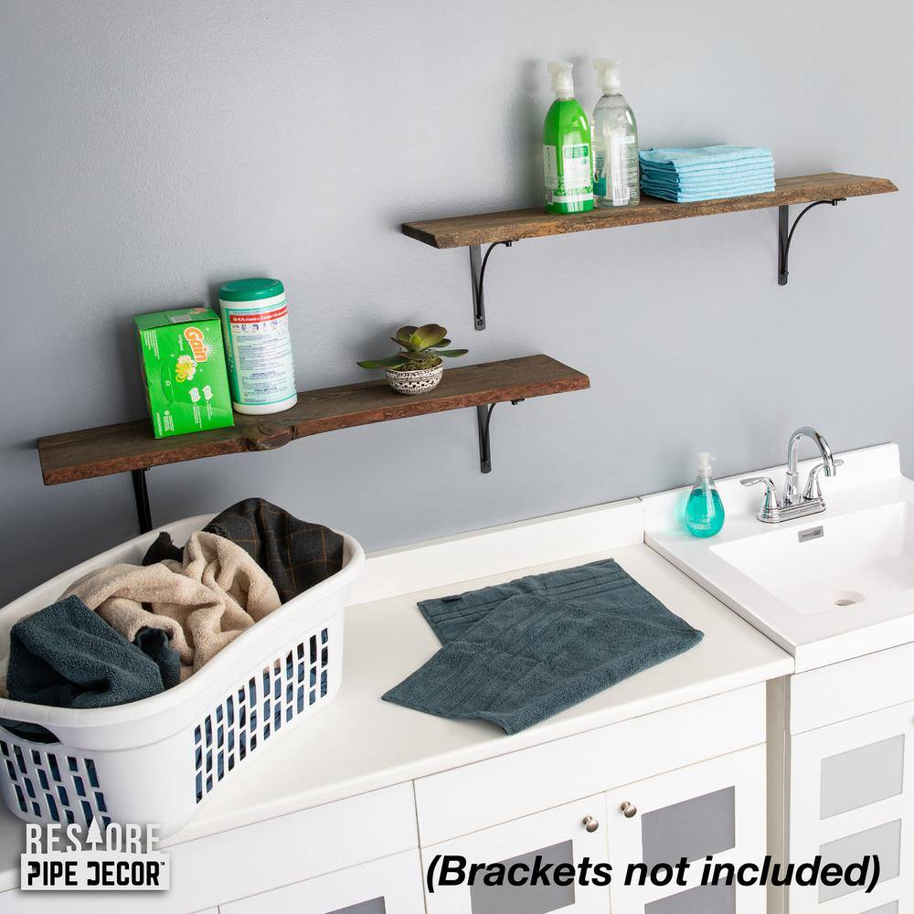 Boulder Black Pinewood Live Edge Wall Shelf Set