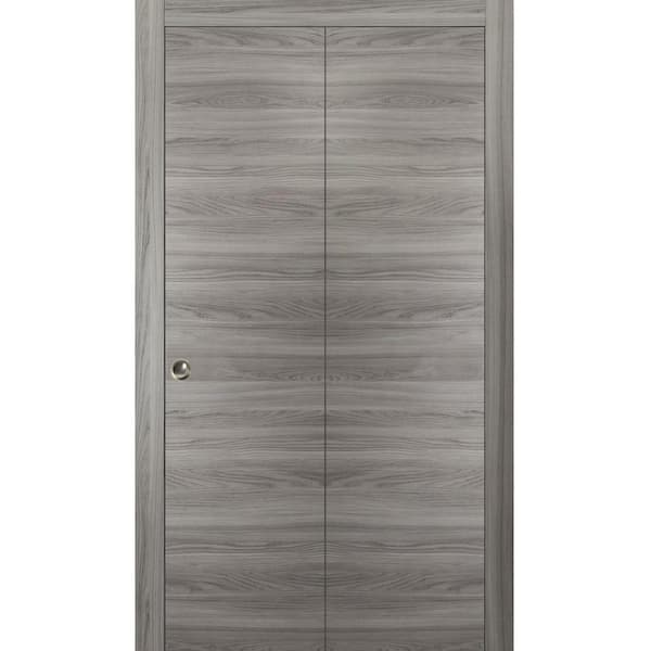 Sartodoors 0010 36 in. x 80 in. Flush Solid Wood Ginger Ash Finished Wood Bifold Door with Hardware
