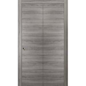 0010 56 in. x 84 in. Flush Solid Wood Ginger Ash Finished Wood Bifold Door with Hardware