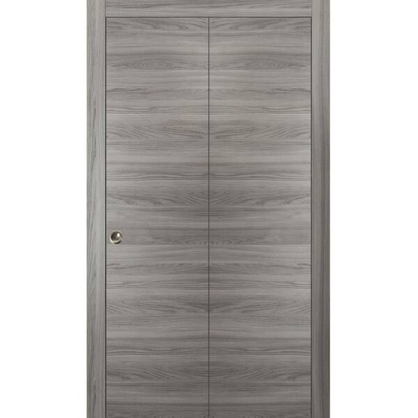 Sartodoors 0010 48 In. X 80 In. Flush Solid Wood Grey Matte Finished ...