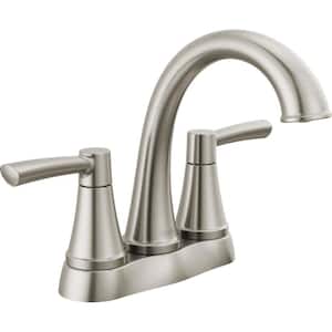Casara 4 in. Centerset Double Handle Bathroom Faucet in Spotshield Brushed Nickel