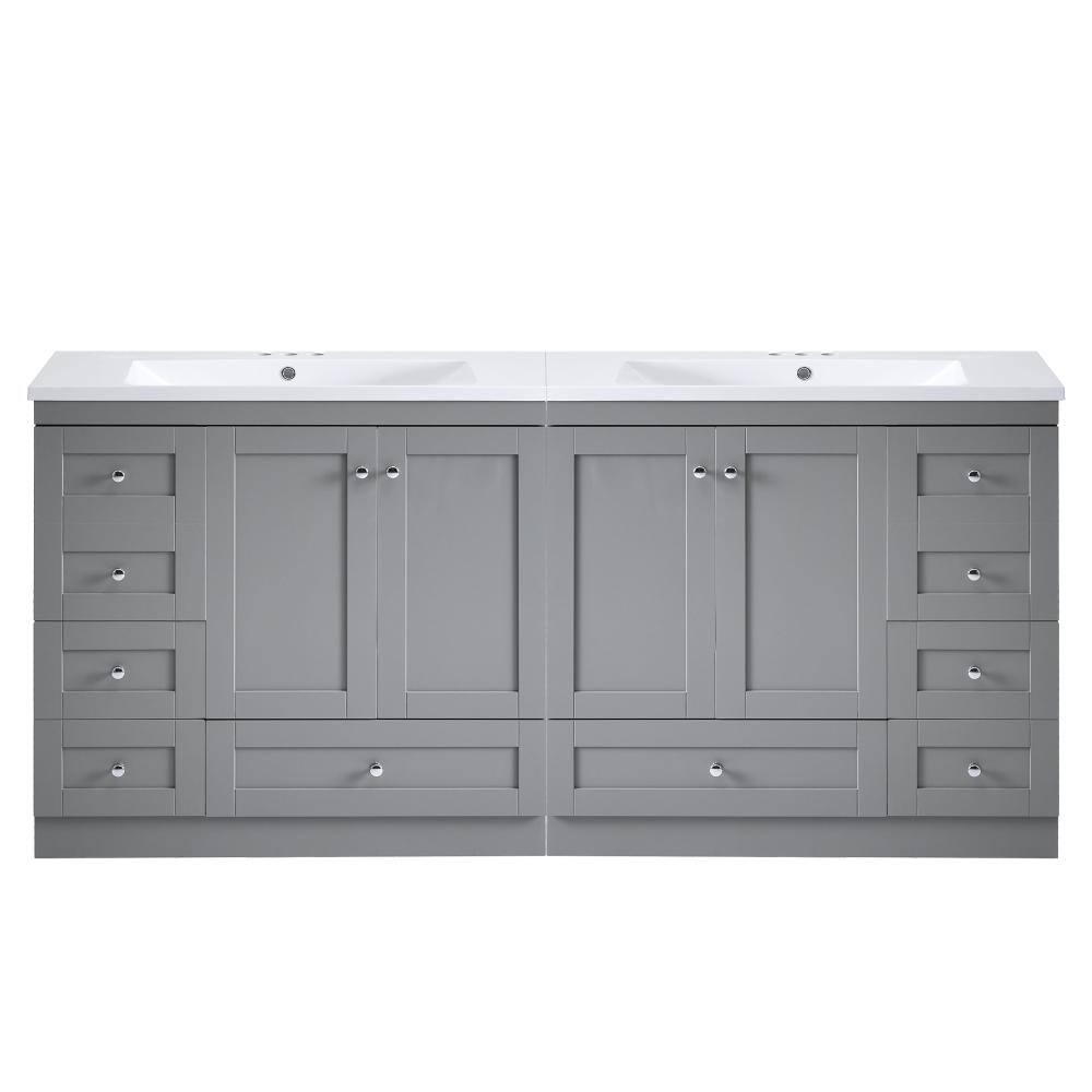 72 in. Freestanding Gray Bath Vanity with White Cultured Marble Top Unassembled price history on PriceWatchPro