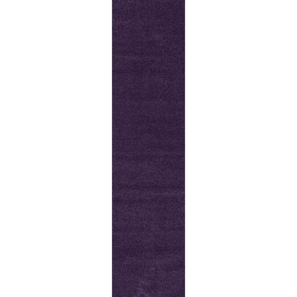 Haze Purple Solid Low-Pile Synthetic Runner Rug