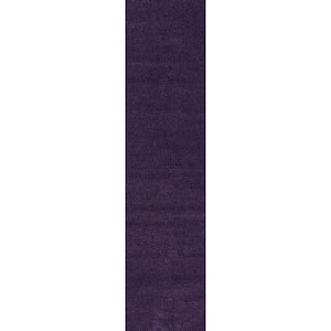 Haze Solid Low-Pile Purple 2 ft. x 10 ft. Runner Rug