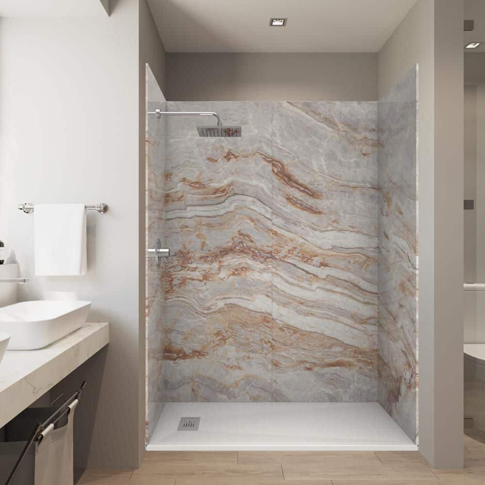 CASTICO Nacarado Brown 36 in. x 60 in. x 84 in. Solid Composite Stone ...