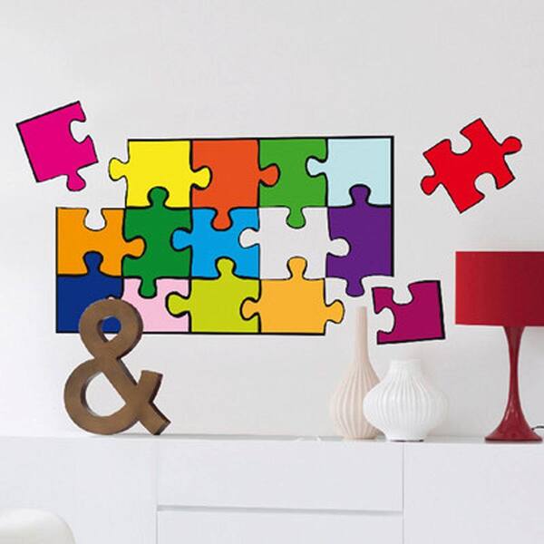 Washington Wallcoverings 36 in. H x 36 in. D 22-Piece Puzzle Wall Sticker (2-Sheets)