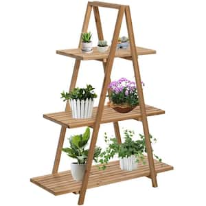 Wooden 3-Tier Shelf with Rustic Farmhouse Design Natural Wood Finish, Sturdy and Durable Build Space-Saving Organization