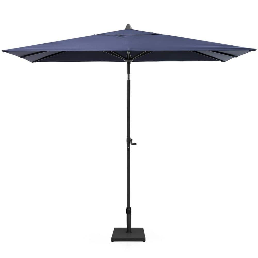 9 ft. x 5 ft. Rectangular Metal Market Crank and Tilt Outdoor Patio Umbrella in Navy with 43 lbs. Square Concrete Base price history on PriceWatchPro