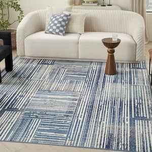 Grafix Blue Grey 5 ft. x 7 ft. Abstract Contemporary Area Rug