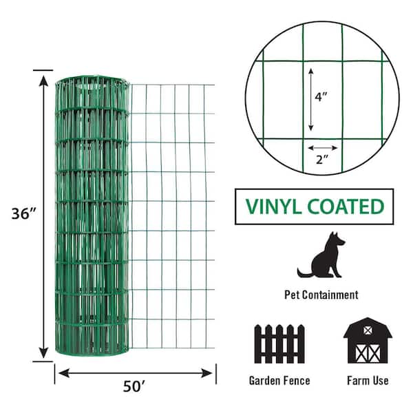 GARDEN CRAFT 50-ft x 4-ft Green PVC Coated Steel Welded Wire Rolled Fencing  with Mesh Size 2-in x 3-in in the Rolled Fencing department at