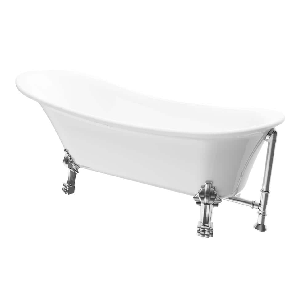 Achilles 69 in. Acrylic Ball and Clawfoot Slipper Non-Whirlpool Bathtub in 