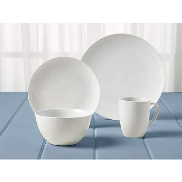 16-Piece Casual White Ceramic Dinnerware Set (Service for 4)