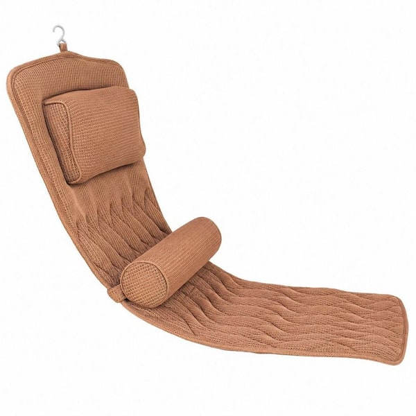 17 in. x 50 in. Full Body Bathtub Cushion Bath Pillow in Brown, 3D Air Mesh Bath Mat for All Standard Bathtubs Bathroom