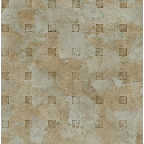 CASA MIA Tile Bronze Paper Non-Pasted Strippable Wallpaper Roll (Cover 56.05 sq. ft.)