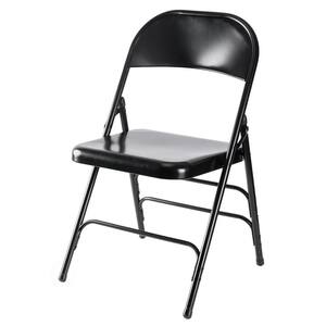 Black Full Metal Curved Triple Braced Folding Chair