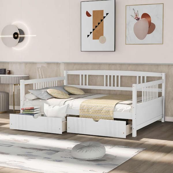 White Full Daybed with 2 Drawers