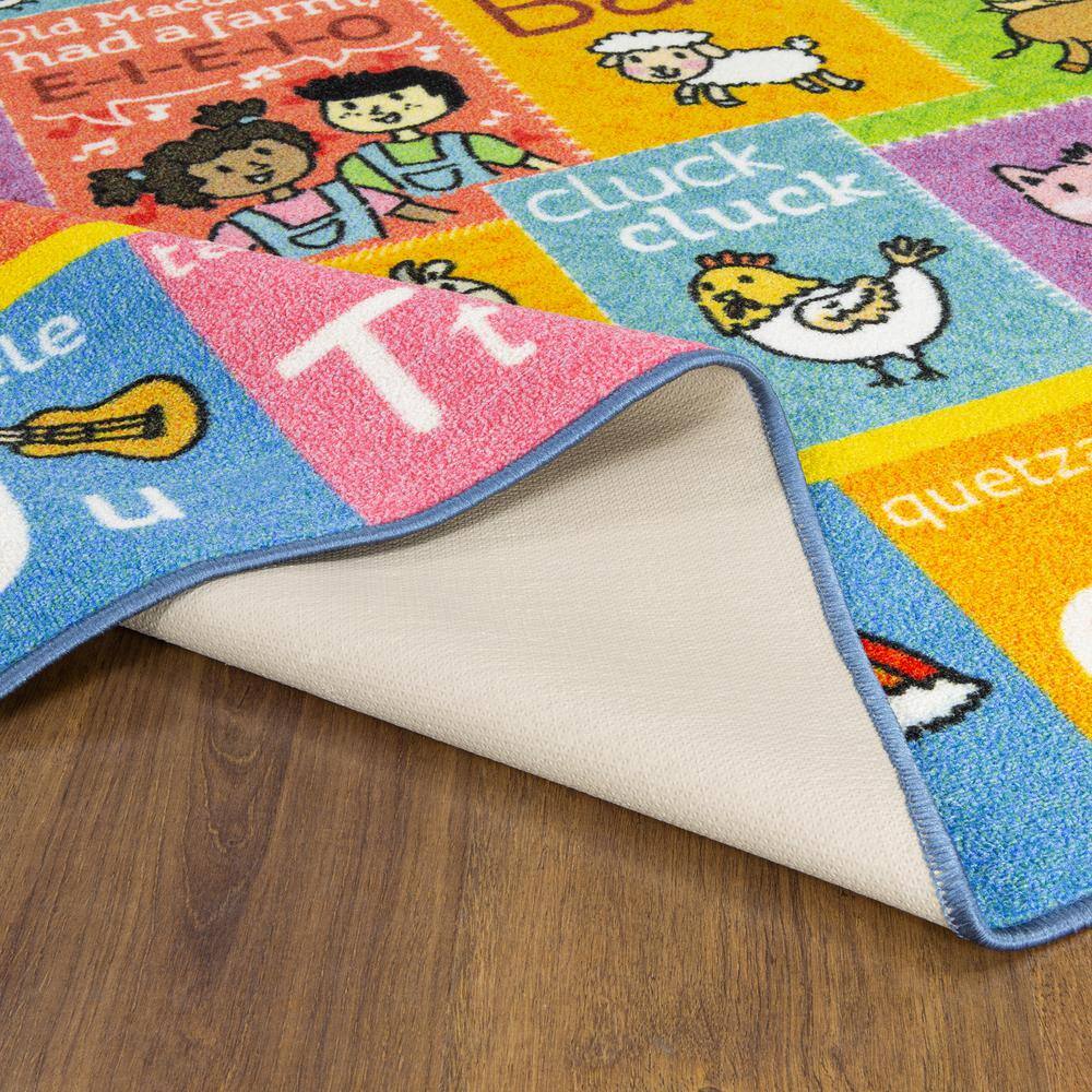 Colorful ABC Alphabet Educational Kids Rug with Farm Animals