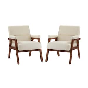 Eckard Ivory Vegan Leather Armchair with Tufted Design (Set of 2)