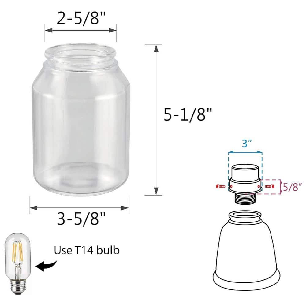 Clear Glass Bell Ceiling Fan Replacement Shades, Set of 3
