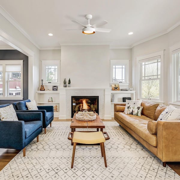 Avex 42 in. White Standard Downrod Mount Ceiling Fan with Remote Control and Dimmable Integrated LED