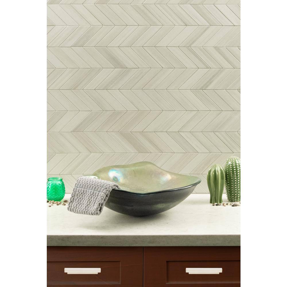 Bianco 12" x 15" Matte Porcelain Chevron Mosaic Tile
