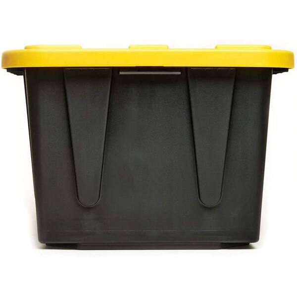 HDX 27 Gal. Storage Tote in Clear with Yellow Lid 206231 - The Home Depot