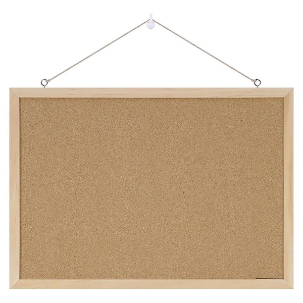 Afoxsos 17 x 12 Cork Bulletin Board Oak Wood Easy Install Durable Self-Healing Pin Board for Office Home School Decoration