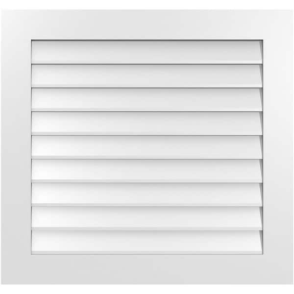 Ekena Millwork 34" x 32" Rectangular White PVC Paintable Gable Louver Vent Non-Functional