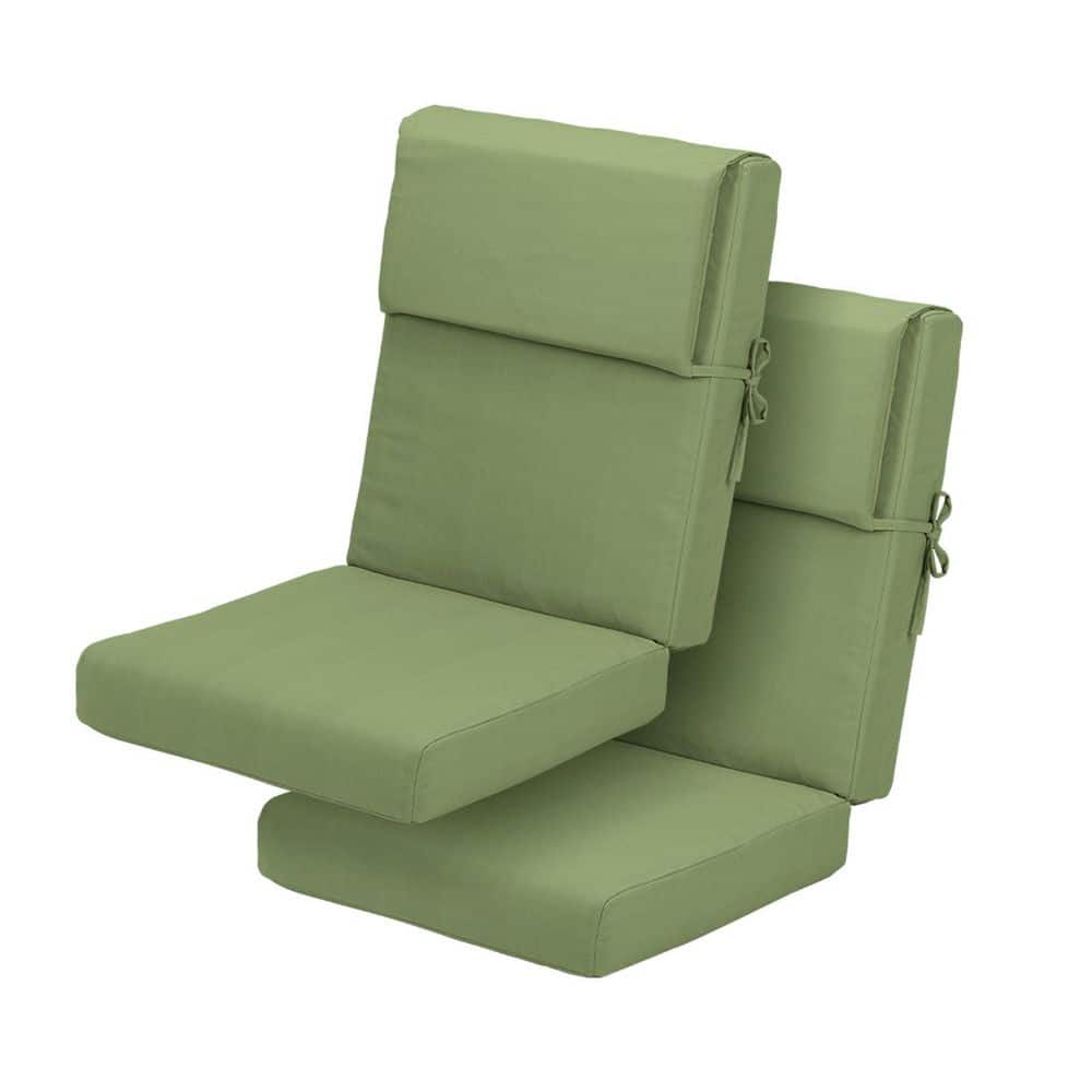 21.6 in. x 24.2 in. Outdoor High Back Chair Cushion with Adjustable Buckles and Ties in Green (2-Pack) price history on PriceWatchPro