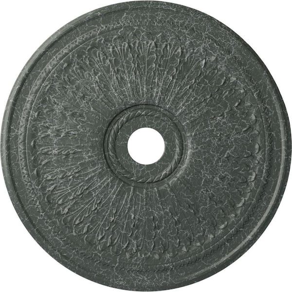 Ekena Millwork 1" x 29-1/8" x 29-1/8" Polyurethane Oakleaf Ceiling Medallion, Athenian Green Crackle