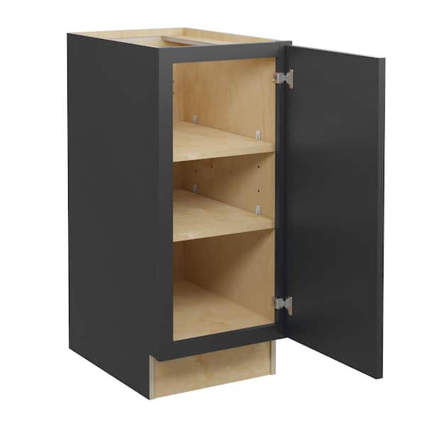 Home Decorators Collection Grayson 15 in. W x 21 in. D x 34.5 in. H Assembled Plywood Full Height Door Base Bath Cabinet in Deep Onyx RH