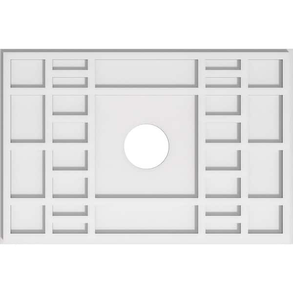 Ekena Millwork 26 in. W x 17-3/8 in. H x 4 in. ID x 1 in. P Beaux Architectural Grade PVC Contemporary Ceiling Medallion
