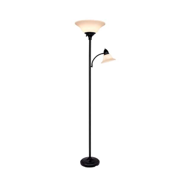 Hampton Bay 71 in. Black Floor Lamp