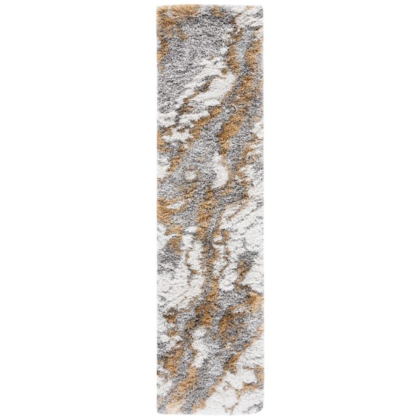 Horizon 2 ft. x 13 ft. Gray/Gold Abstract Runner Rug