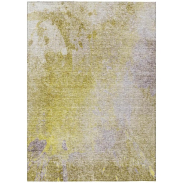 Gold Beige and Purple 10 ft. x 14 ft. Woven Abstract Rectangle Indoor/Outdoor Area Rug