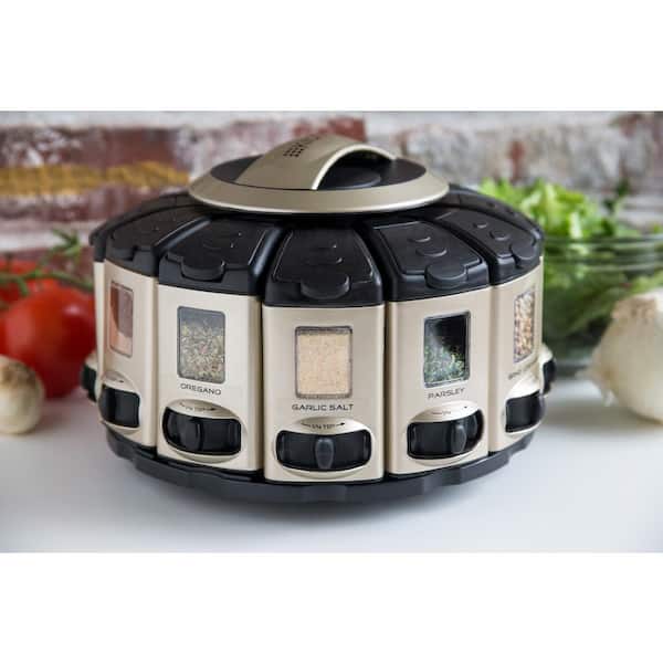 Kitchen Art Select-A-Spice Auto-Measure Pro Carousel 12 Compartments Black  9.5 x 9.5 x 6.5 inches