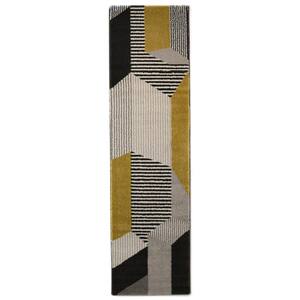 Evelina Gold 2 ft. x 7 ft. Abstract Runner Rug